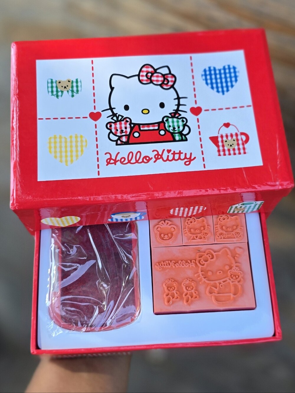 1990's NEW vintage SANRIO Hello Kitty double-tiered stamps, stickers, paper